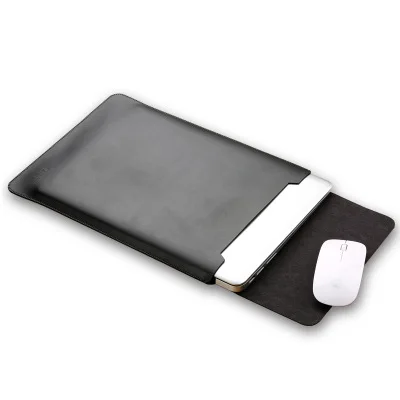 black Коврик для мыши, чехол для ноутбука Xiaomi Macbook Air 11,6 12 13, чехол retina Pro 13,3 15 15,6, модная кожаная сумка для ноутбука - Цвет: black