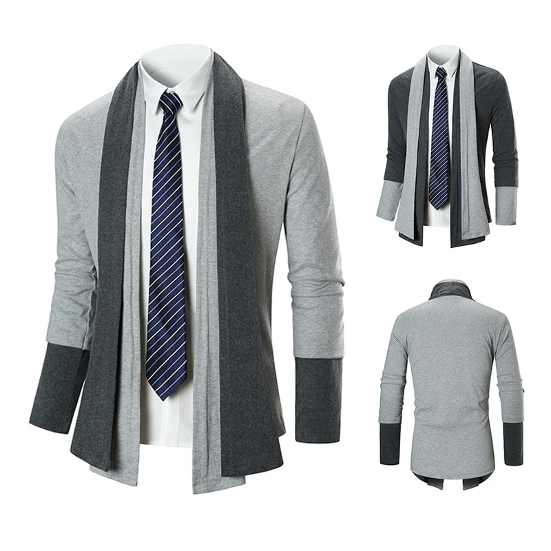 Модные весенне осенние мужские длинные кардиганы пальто вязаный свитер куртка