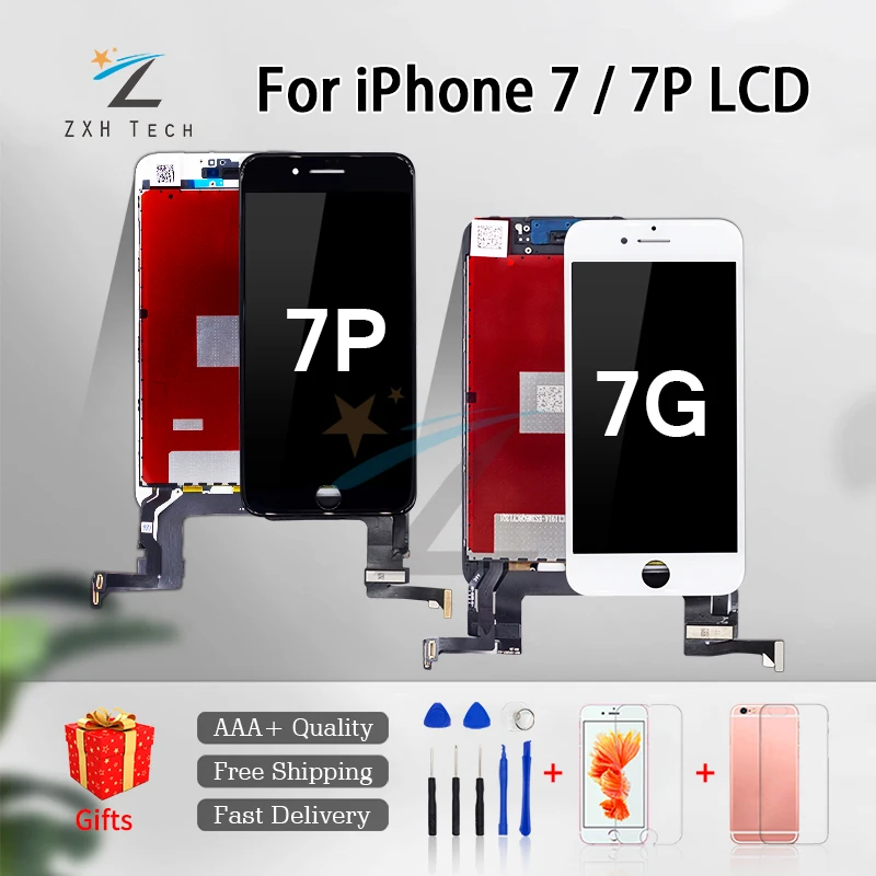 

ЖК-дисплей для iPhone 7, 7 Plus, 8, 8 Plus, 1 шт., сенсорный 3D-экран AAA, дигитайзер в сборе, с подарками, бесплатная доставка