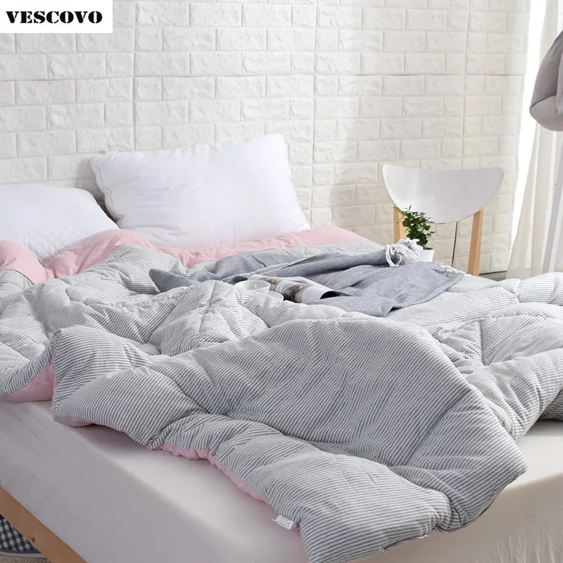 100% хлопок трикотажное одеяло в японском стиле полоску зимние толстые теплые