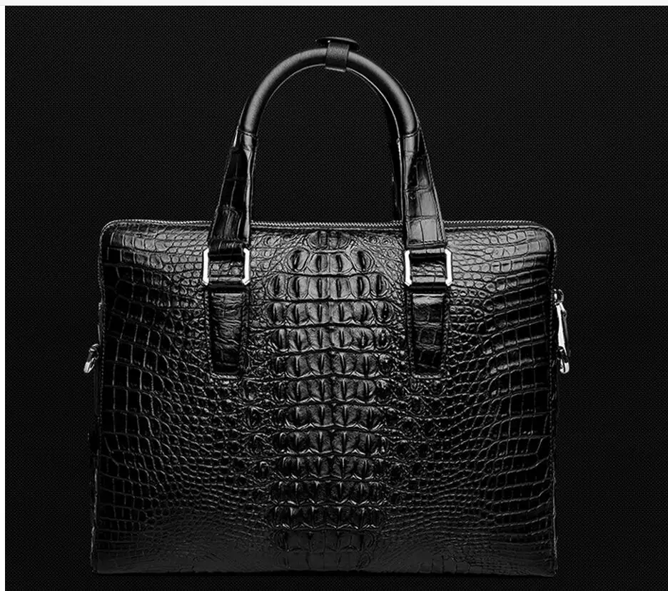 100% натуральная крокодиловая кожа мужской портфель из натуральной кожи черный
