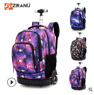 18 inch Wheeled backpack kids School backpack On wheels Trolley backpacks bags for teenagers Children School Rolling backpack