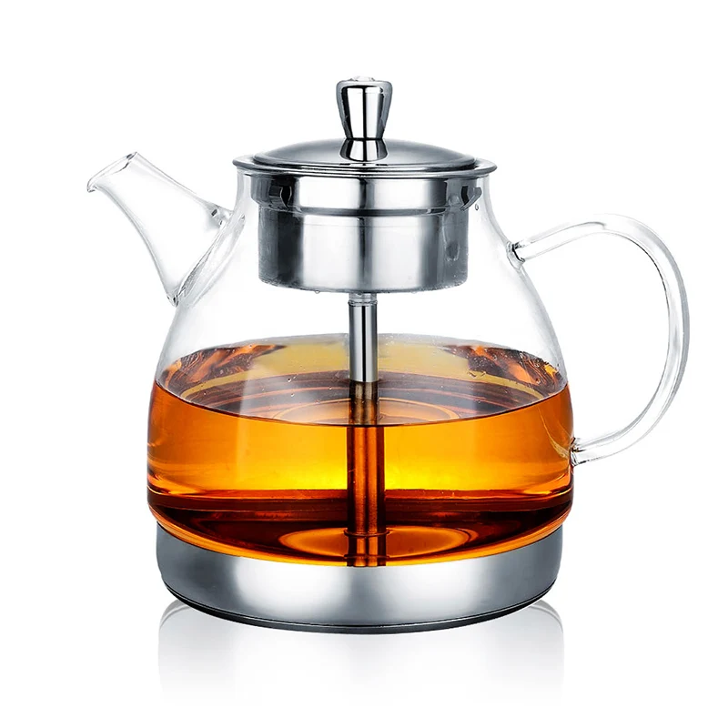 

1300ml-1400ml Creative Steamed Tea Pot Heat Resistant Transparent Glass Teapot / Home Drinkware Juice Cool Water Lemon Kettle