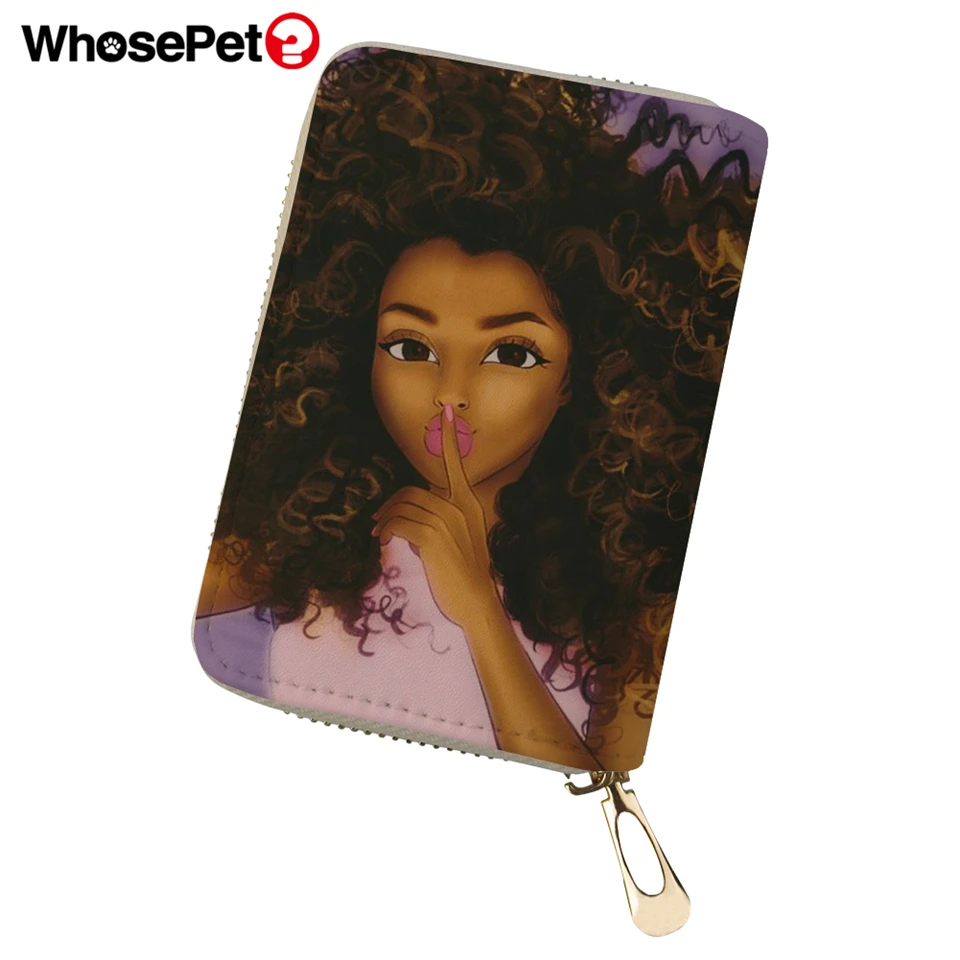 WHOSEPET African Girls Prints Women PU Leather ID Card Cover Mini Business Holder for Ladies Travel Wallet Case Coin Purse | Багаж и сумки