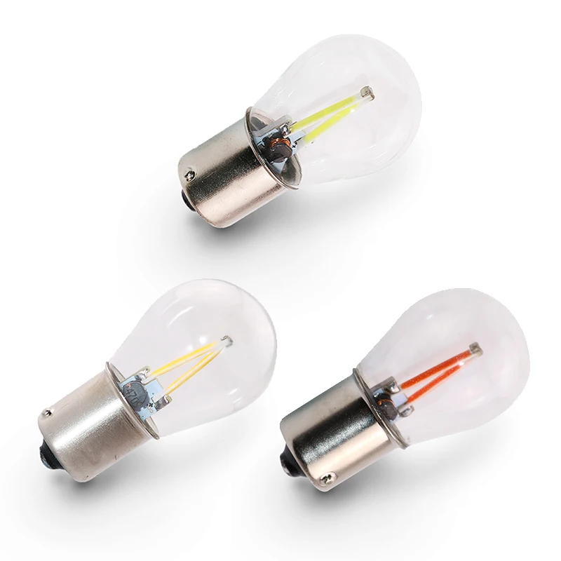 Carsty 2 шт. задние фонари P21w S25 1156 Ba15s 1157 Bay15d Led Филамент Cob чип со стеклом парковочные