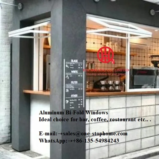 Модное алюминиевое двухскладное окно с широким углом обзора для торта/магазина