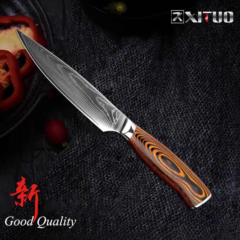 5 In Utility knife XITUO дамасский кухонный нож японский vg10 из высокоуглеродистой нержавеющей стали профессиональный нож шеф-повара обвалка нарезки утилита Кливер CN - Цвет: 5 In Utility knife