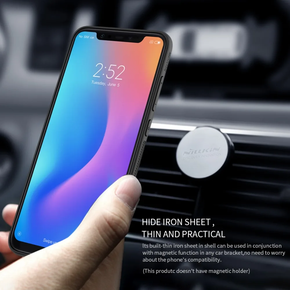 Nillkin Synthetic fiber Carbon PP Plastic Back Cover for Xiaomi Mi8 Mi 8 case Magnetic ultra thin slim inner iron sheet |