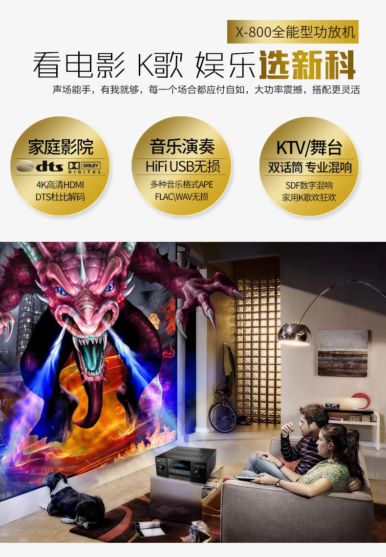 Shin-co X800 Профессиональный домашний кинотеатр усилитель мощности, bluetooth 5,1 канальный 900 Вт 4 K/3D аудио усилитель мощности