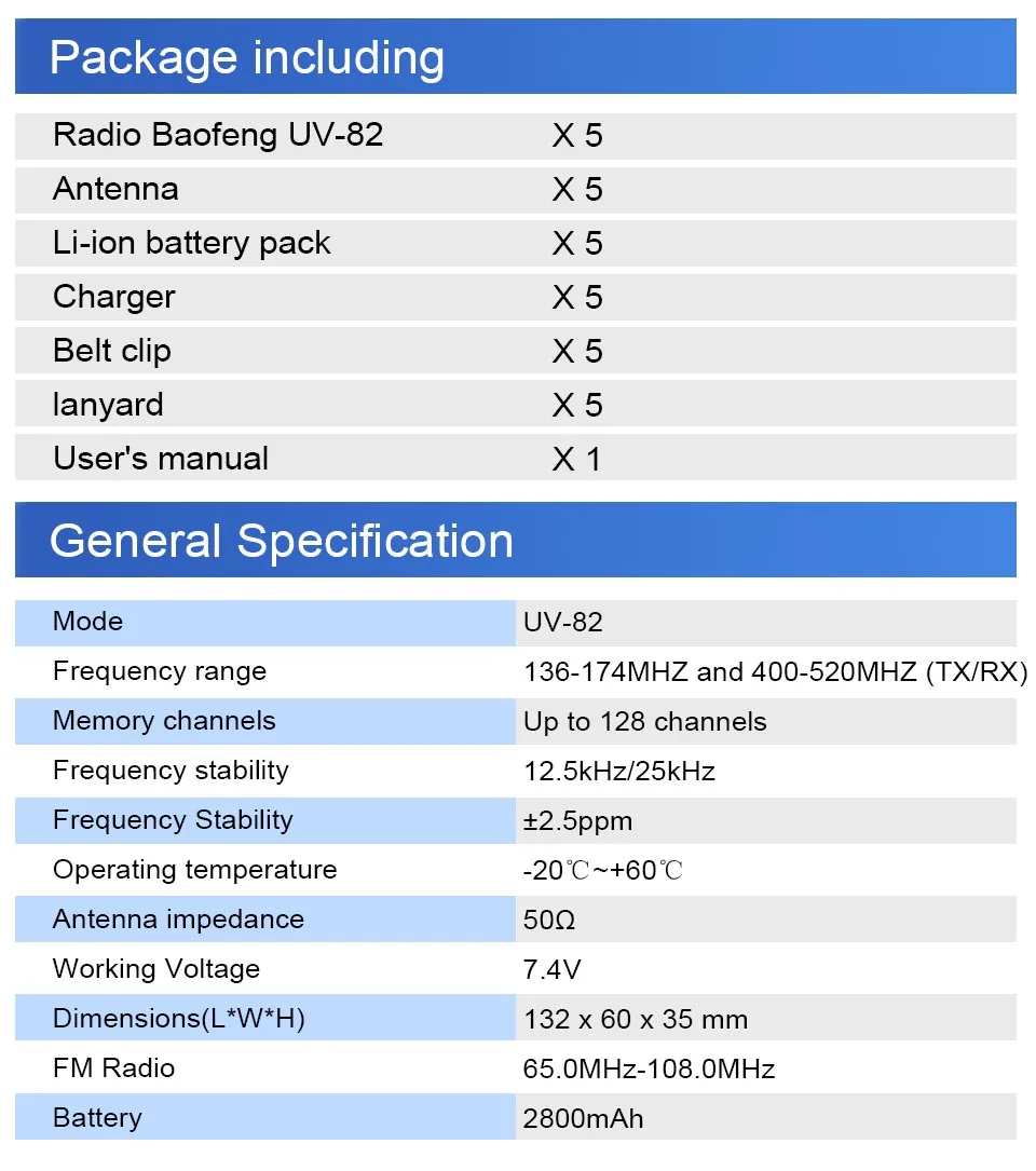 5 шт. BAOFENG UV-82 UV82 8 Вт двойной PTT рация 10 км VHF УВЧ морской радиоприемопередатчик VOX скремблер Ham радиостанция UV 82