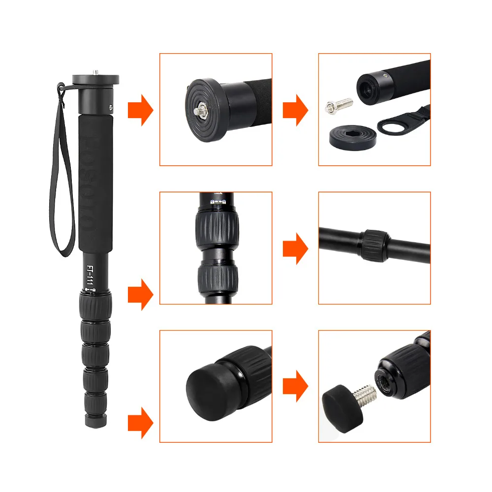 Алюминиевая профессиональная палка Fusitu FT111 для камеры с мини штативом и