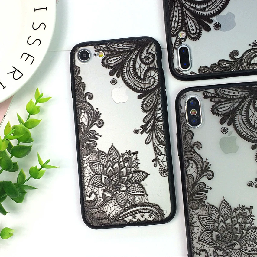 05 Симпатичный чехол для телефона с цветочным рисунком для Apple iPhone 7 8 6 6s 5 5S SE Plus кружевные Жесткие ПК-чехлы задняя крышка для iPhone X XR XS Max - Цвет: 05