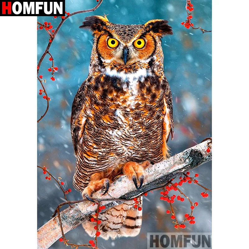 

Алмазная 5D картина HOMFUN «Сова», вышивка крестиком, полная выкладка, квадратная/круглая, для домашнего декора, подарок, A09525
