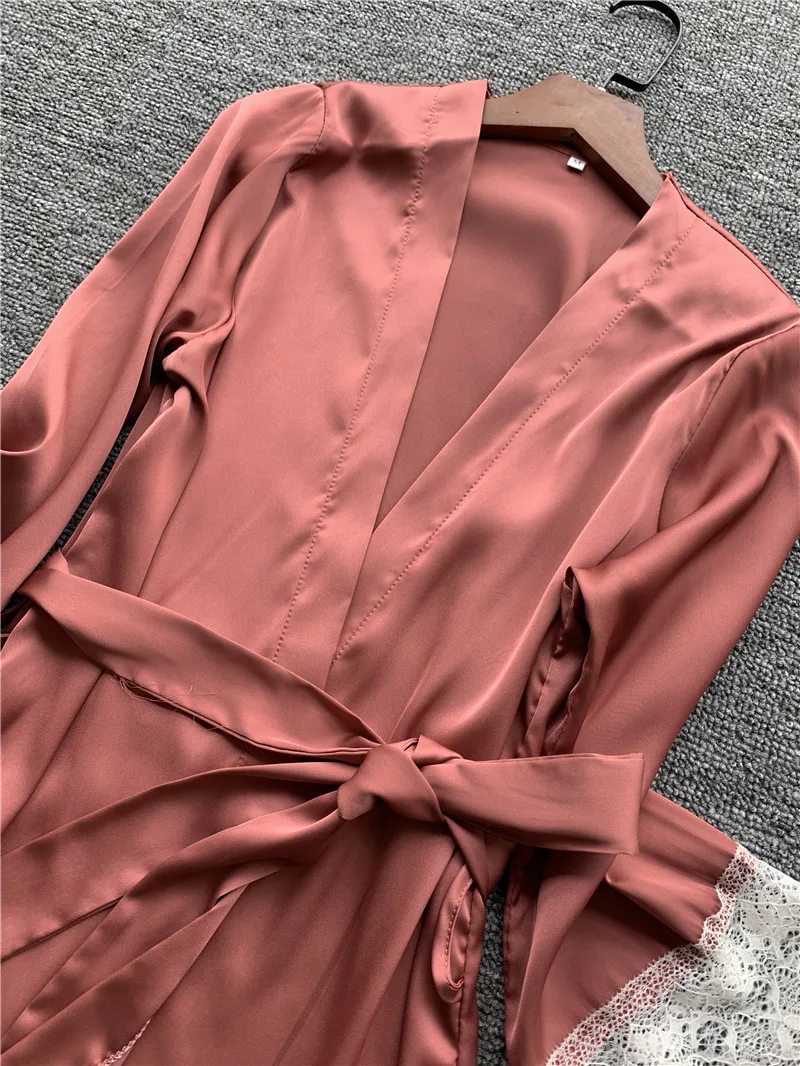 Женская пижама из 3 предметов атласная шелковая Домашняя одежда домашняя для сна