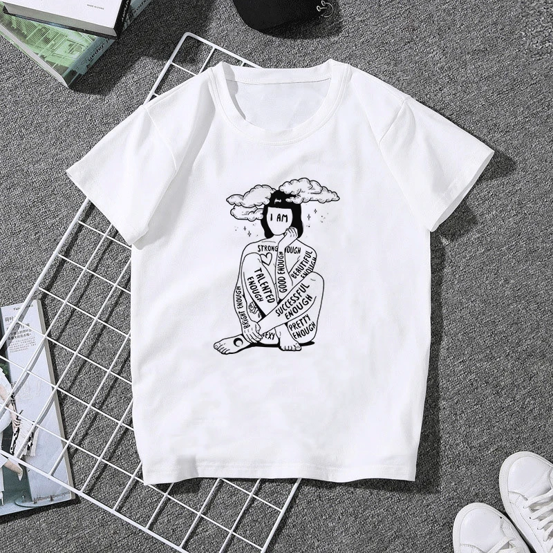 Феминистки Harajuku женские футболки феминизм grl PWR Ullzang футболка Девушка Мощность 90 s футболка с изображением гранж эстетику футболки Для женщин топы - Цвет: 2370