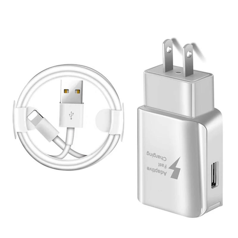 Комплект для быстрой зарядки ЕС/США + USB-кабель iPhone X XS 11 12 Pro Max XR 6 6S 7 8 Plus настенные