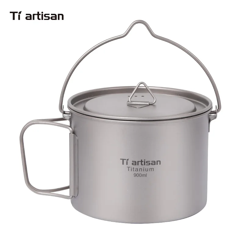 Горшок Tiartisan 900 мл из чистого титана с ручкой под залог Ультралегкая посуда для