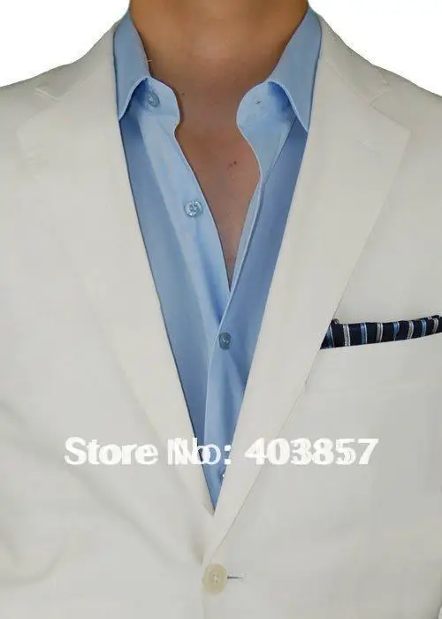 Мужской костюм цвета слоновой кости шерстяной на заказ современный с двумя