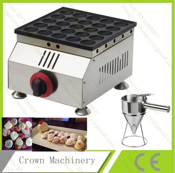 Коммерческих Применение антипригарным сжиженного газа 25 шт. Poffertjes мини голландский блин чайник Утюг машина Бейкер с Тесто Диспенсер