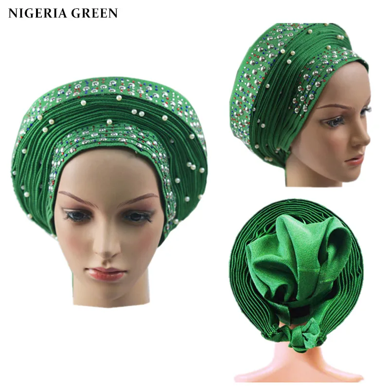 Авто геле нигерийский головной убор Африканский aso oke с бусинами 1 шт./компл.