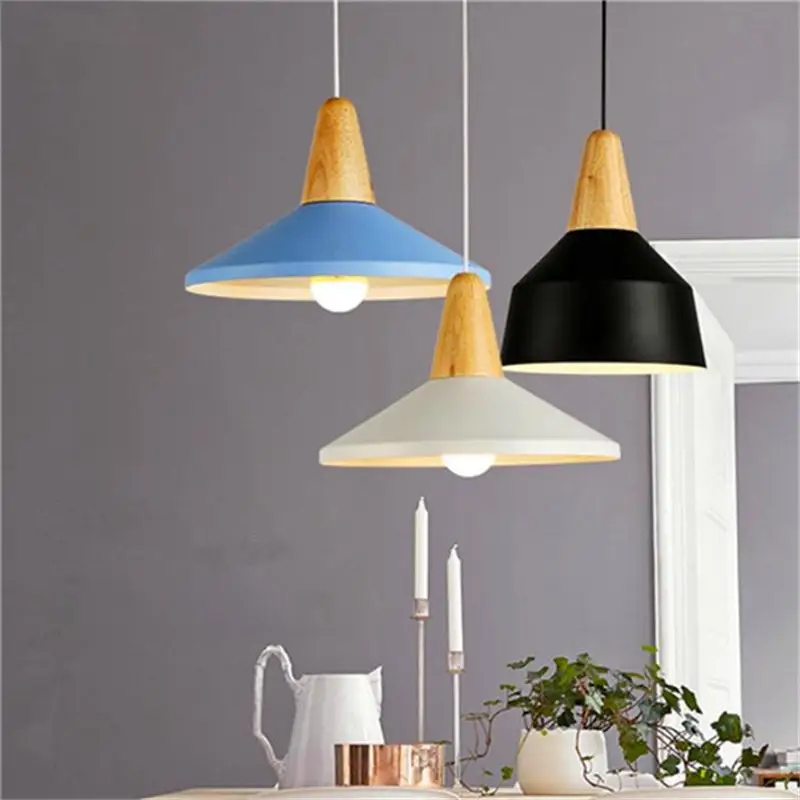 Современные деревянные подвесные светильники Nordic Алюминий повесить лампа