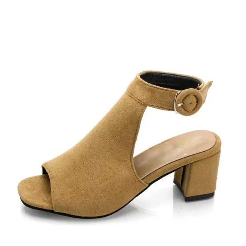 KNCOKAR In the summer of new-style hollow matte suede with a bold heel and high sandals for lady's sandals. | Обувь