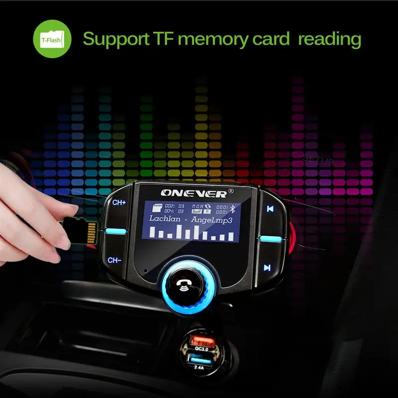 Onever FM передатчик 2 порта QC 3 0 быстрое зарядное устройство Bluetooth Handsfree