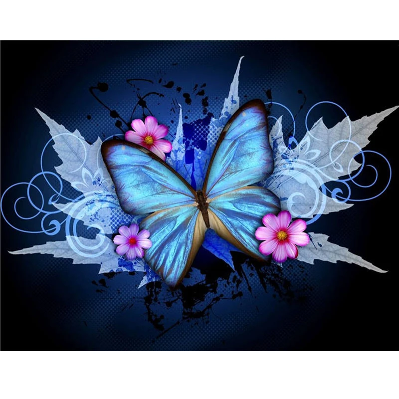 Full Square 5D diy hand made diamond embroidery painting exquisite stitch of mosaic Blue butterfly picture home decor | Дом и сад