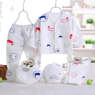 Smiley Новая хлопковая детская одежда, 5 шт./компл./комплект, нижнее белье для маленьких мальчиков и девочек, одежда с длинным рукавом, детское нижнее белье, Одежда для новорожденных, Товары для новорожденных - Цвет: Smiley