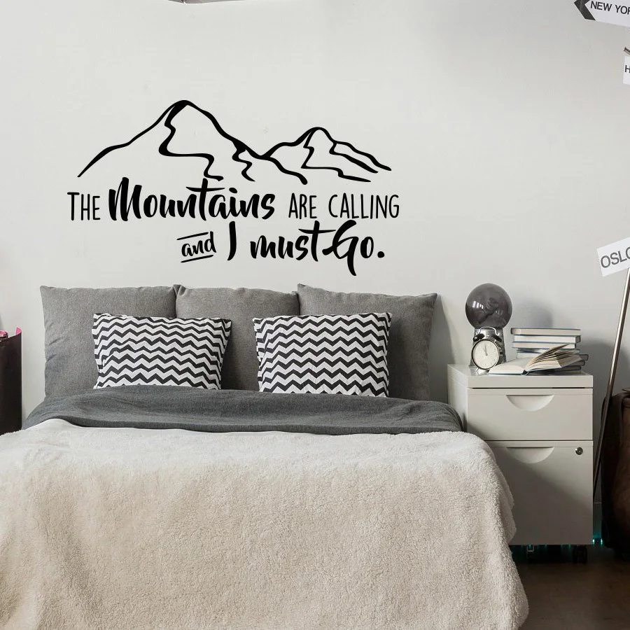 

The Mountains Are Calling And I Must Go Vinyl Wall Decal Quote Inspirational Quote Teens Bedroom home Decor DIY stickers G339