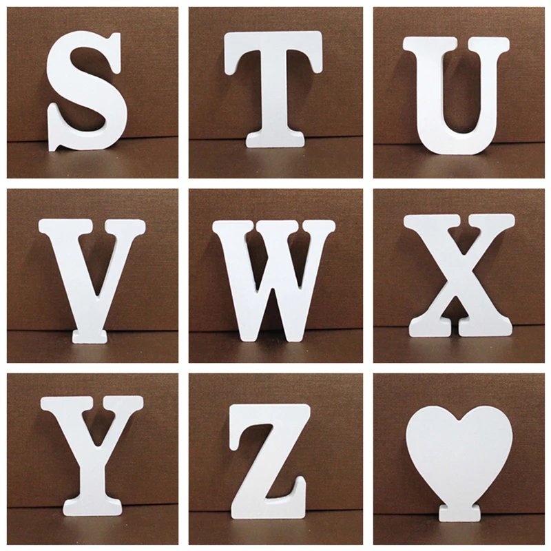 1pc 8cm 0-9 A-Z Free Standing White Wooden Numbers Letters Personalised Word Name Design Creative Art Craft Wedding Home Decor