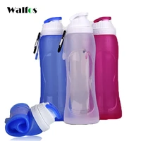 walfos food grade foldable bottle 500 ml silicone bicycle water bottle shaker plastic sport drink travel running bottles