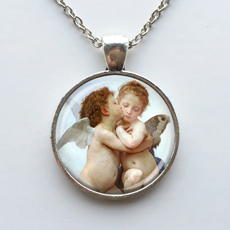 Ожерелье bouguereau first kiss cherubs angels ювелирное изделие | Украшения и аксессуары