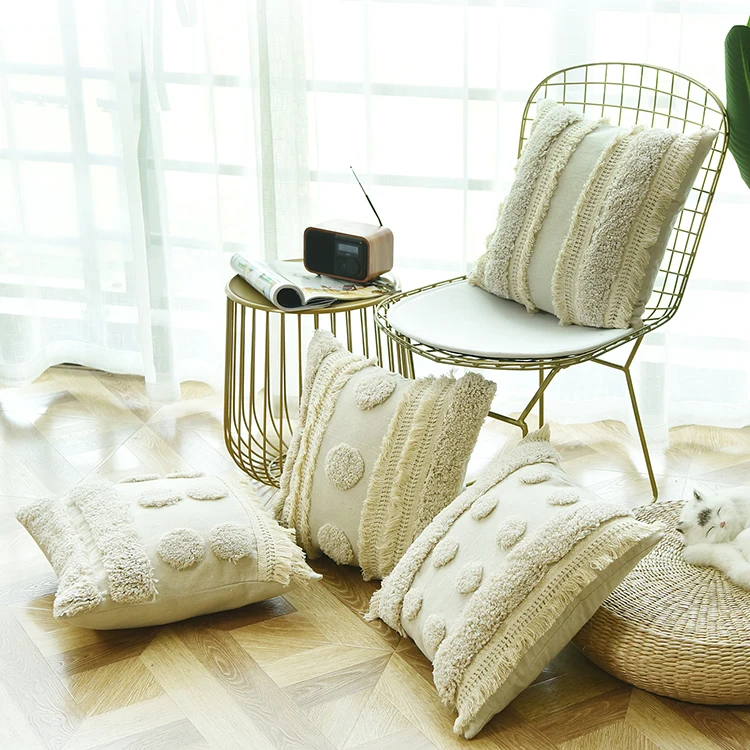 Домашний декор ручной работы индийская вышивка наволочка слоновая кость