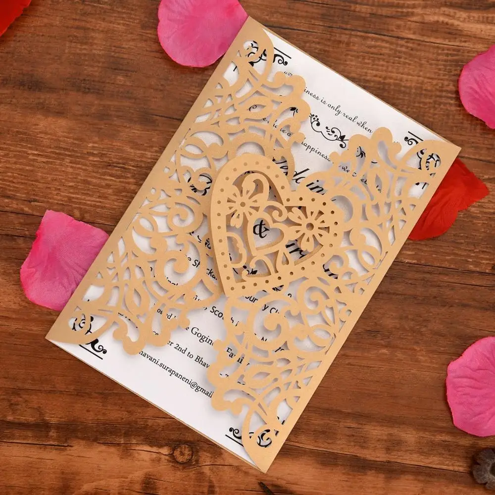 

40 pcs Love Heart style invitation card for wedding Valentine's Day Graduation,laser cut glittery delicate wedding invitations