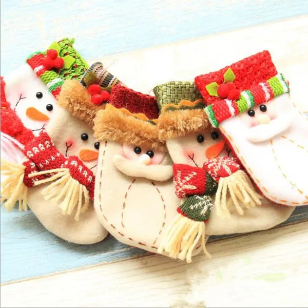 Прекрасный небольшой Рождественские носки рождественские украшения Одежда на