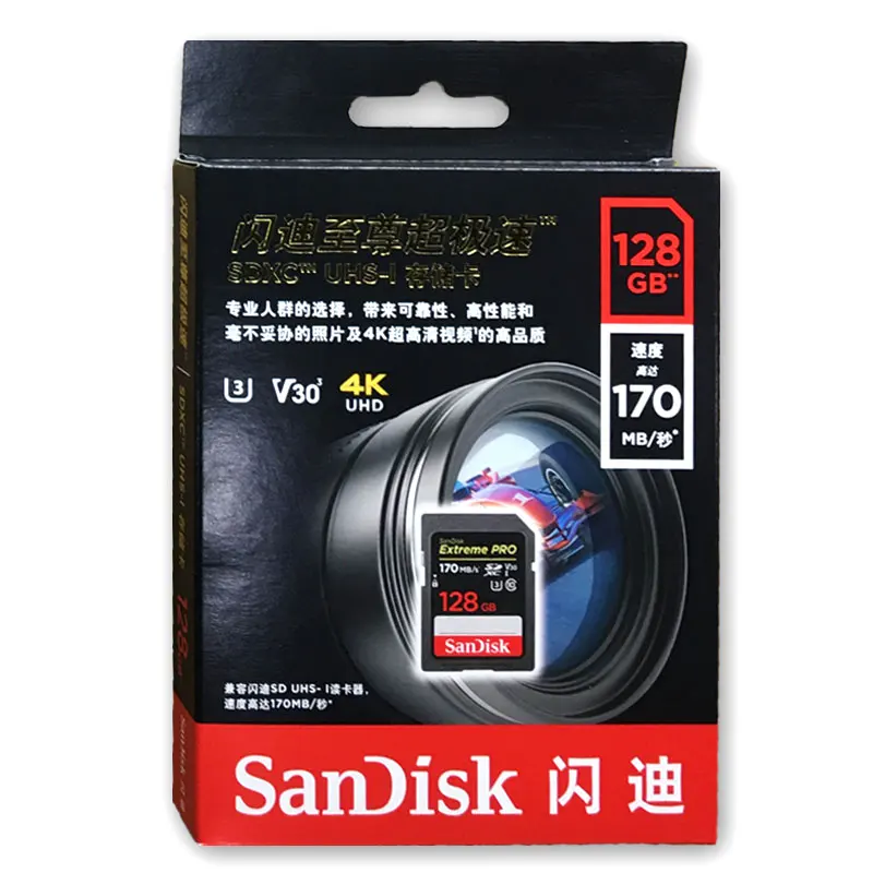 Карта памяти SanDisk Extreme PRO SD карта 16 ГБ 32 64 128 256 SDHC SDXC класс 10 95 Мб/с U3 поддержка V30 4K