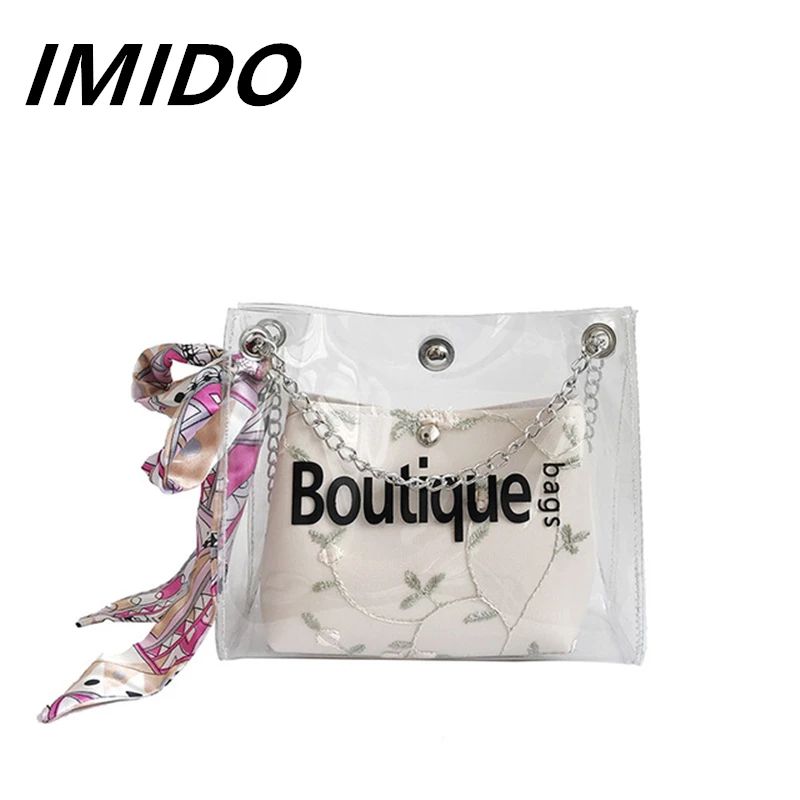 IMIDO2019 Летний стиль Корейская версия прозрачный шелковый шарф желе сумка милая