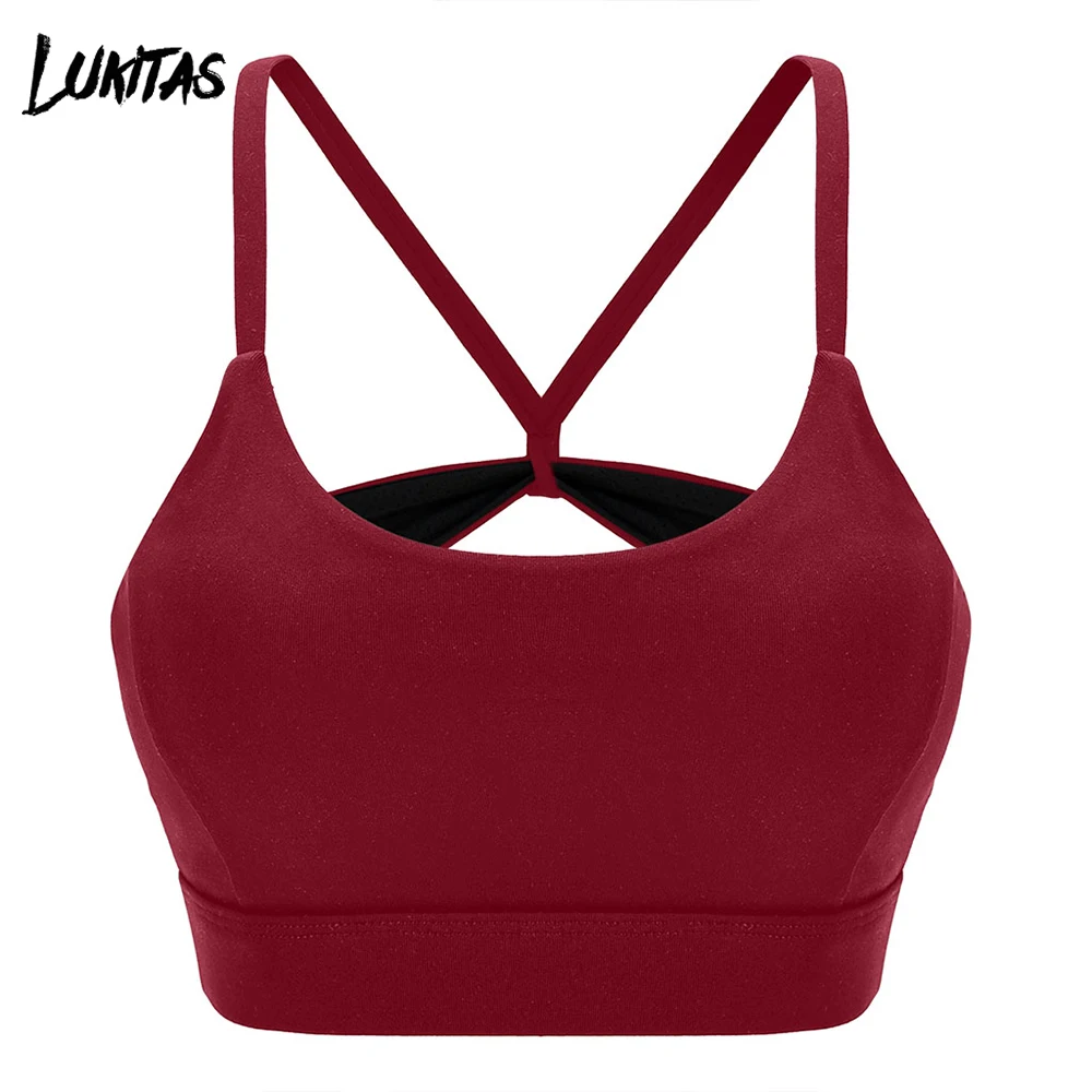 LUKITAS Women Yoga Bra Shockproof Sexy Back Sports Bras Breathable Athletic Fitness Running Gym Sport Vest Tops Sportswear | Спорт и
