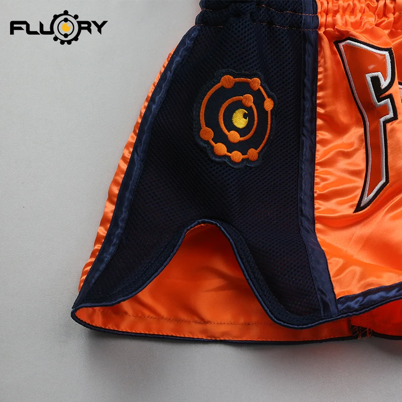 Детские шорты fluory Muay Thai с вышивкой накладные кикбоксерские шорты|Боксерские