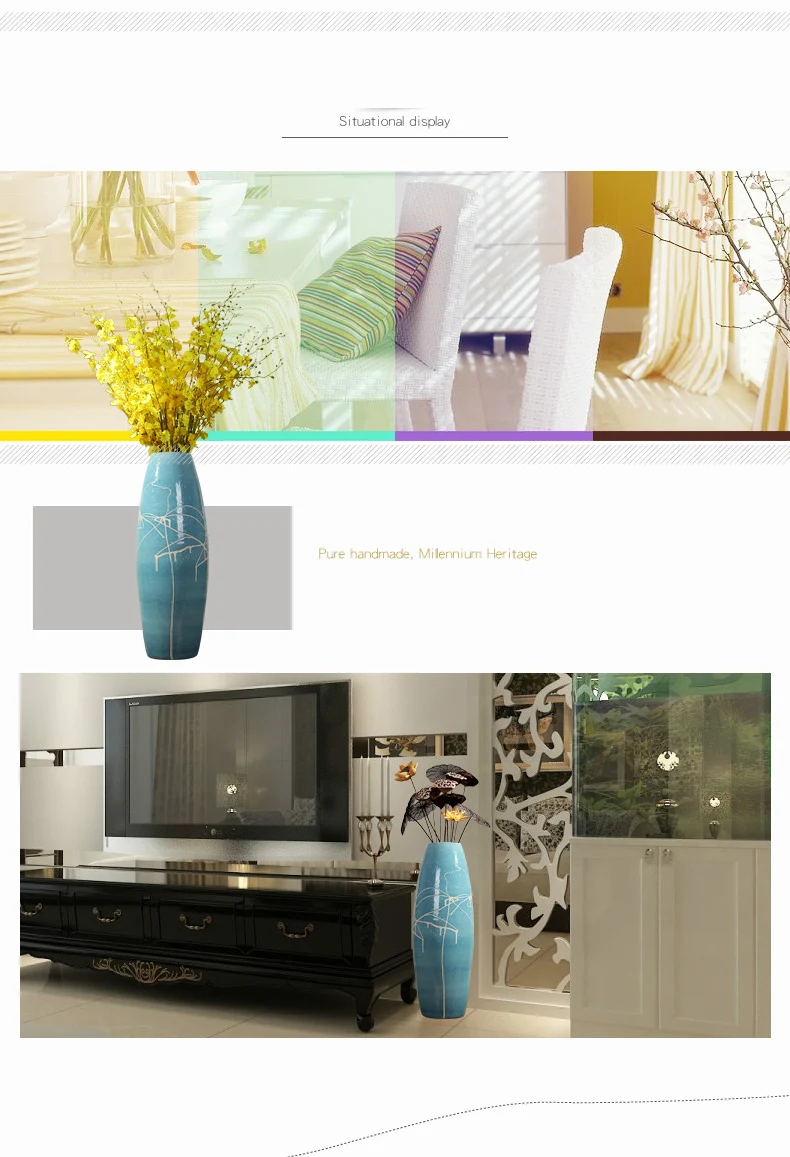 Цзиндэчжэнь керамическая гостиная пол большая ваза Европейский минималистский современный сушеный цветок композиция украшения дома ornam