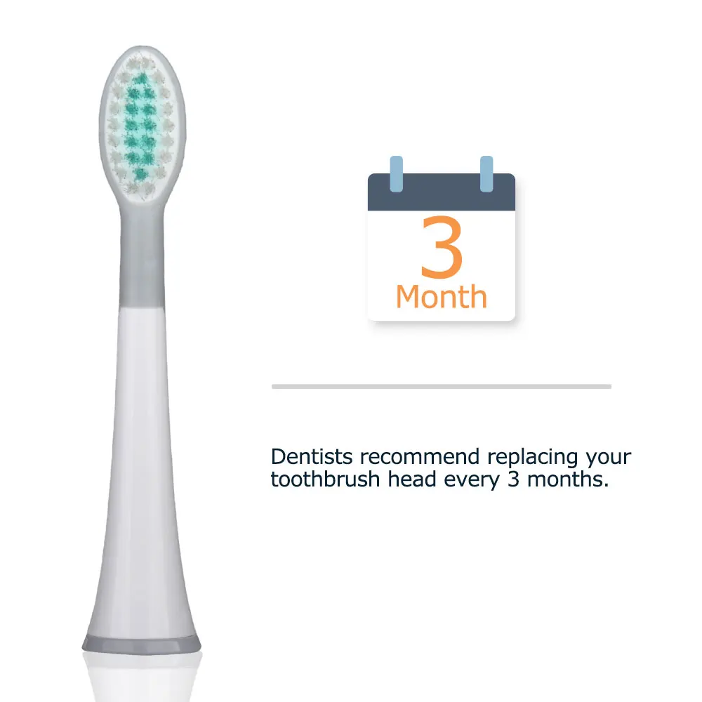 

Mornwell 4pcs White Rubberied Replacement Toothbrush Heads with Caps for Mornwell D01/D02 Electric Toothbrush