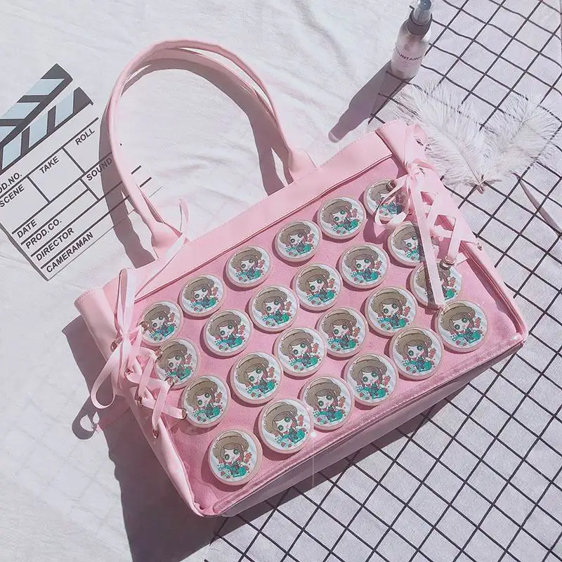 Розовый Японский сладкий Лолита Harajuku прозрачный Itabag JK Ita Сумка косплей девушка сумка на плечо элегантный дизайн Kawaii Mori девушки Дорожная сумка - Цвет: Розовый