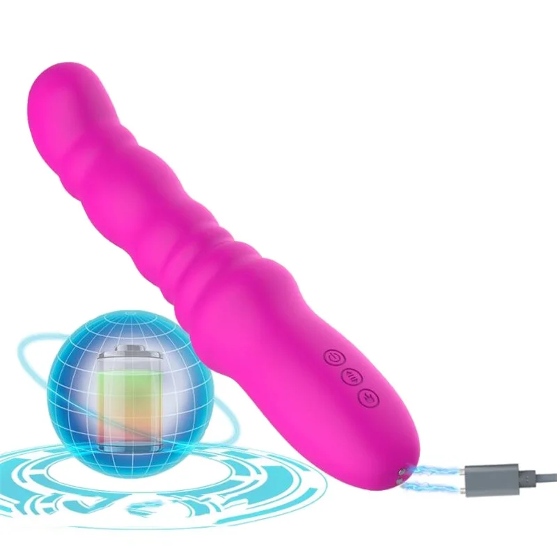 Телескопический вибратор с подогревом 10 скоростей двойной двигатель