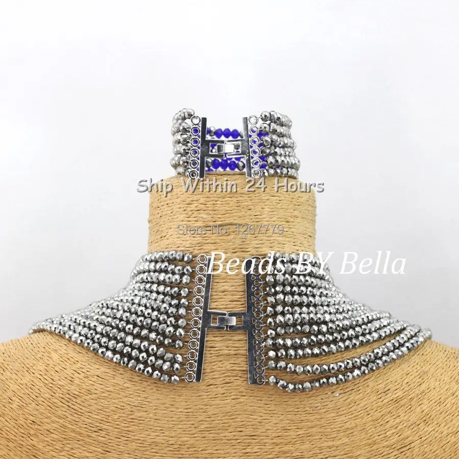 Роскошный Королевский синий и серебряный комплект ювелирных изделий с