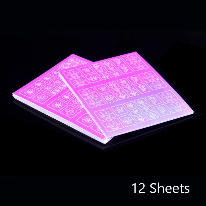 12 Sheets 1 шт. 2-Way выдалбливают дизайн ногтей DIY виниловые советы направляющие переводные наклейки аксессуары для трафаретов французские Советы Маникюр Наклейка украшение - Цвет: 12 Sheets