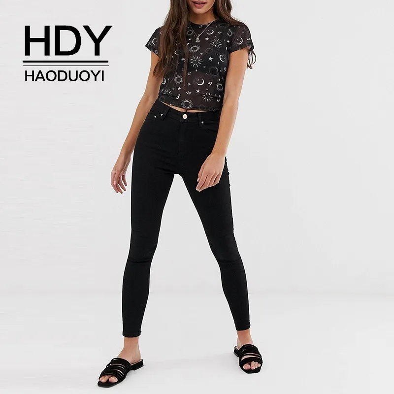 Футболка HDY Haoduoyi женская летняя повседневная с О образным вырезом|Футболки| |