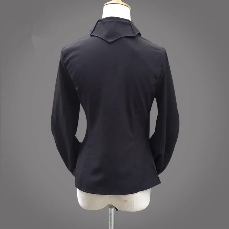 

England style 2018 Spring Autumn Fashion Gothic Lolita Woman White/Black Bat collar Blouse Gothic retro Lolita Ruffle Blouse