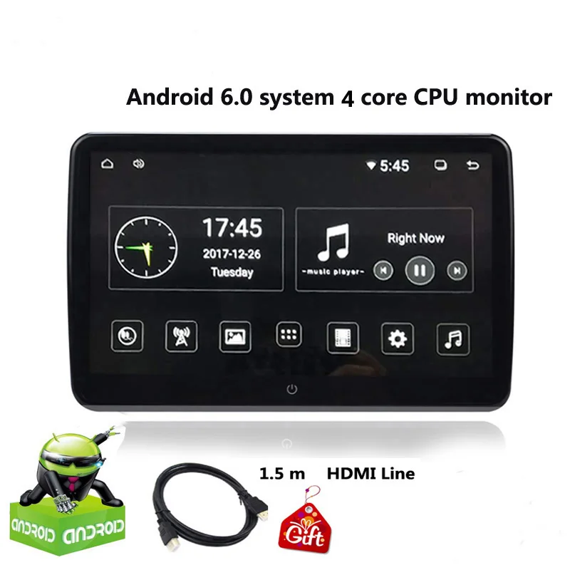 1 monitor only Cemicen 10,6 дюймов Android 6,0 Автомобильный подголовник монитор 1920*1080 HD 1080P видео ips сенсорный экран wifi USB/SD/HDMI/IR/Bluetooth/FM - Цвет: 1 monitor only
