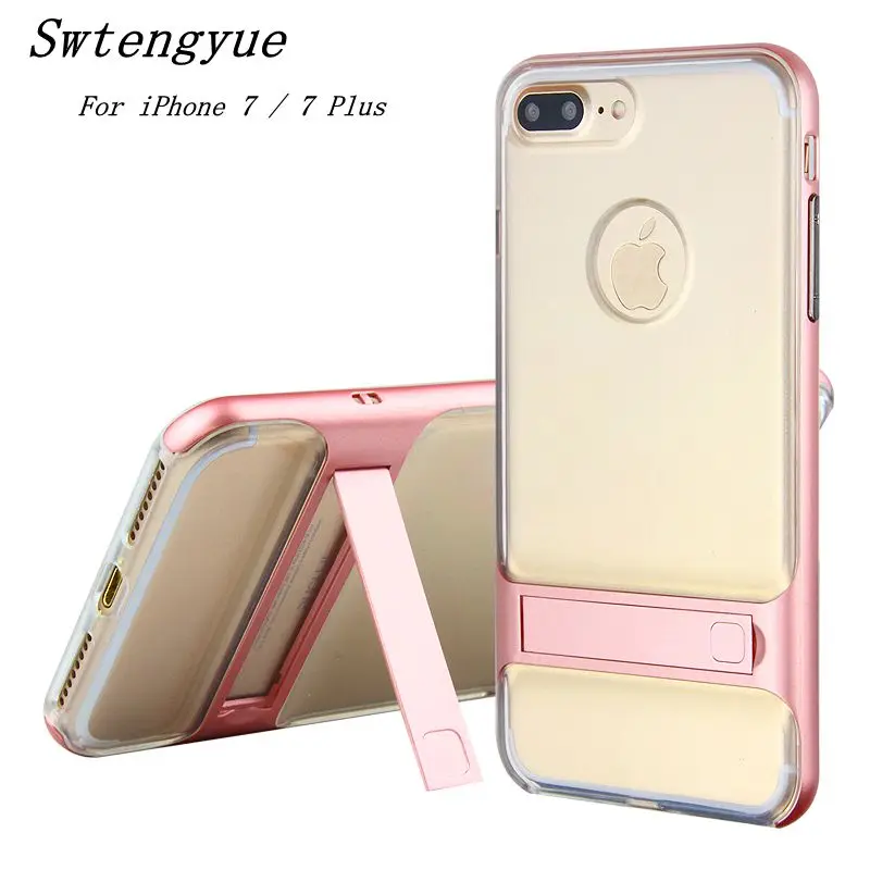 Фирменная Новинка 3D Подставки чехол для телефона iPhone 7 4.7 &quot PC + TPU ультра-тонкий